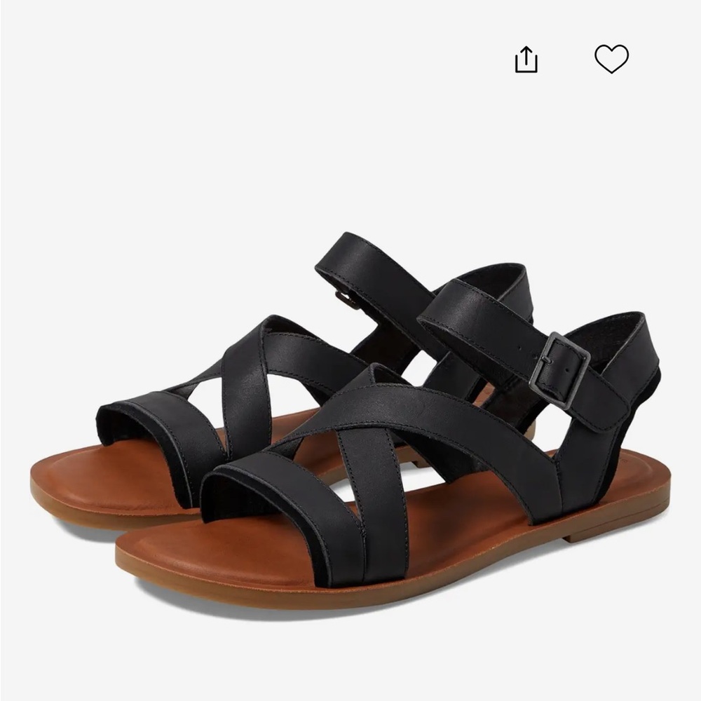 Toms Black Leather Sloane Strappy Sandal 6.5 BRAND NEW
